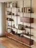 Estantería de Madera Maciza de Múltiples Niveles para Sala de Estar Minimalista Moderna con Columna de Diseño Estilo Vintage Estantería de Exhibición de Piso a Techo