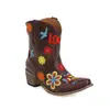 Botas de tornozelo femininas com salto quadrado bordado X2308008