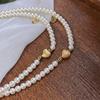 Colar de pérolas Shijia forte e brilhante de 5mm fivela de amor feminina corrente para clavícula feminina nicho nova etiqueta pequena