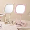 Espejo de Tocador Creativo Espejo de Escritorio para Dormitorio de Estudiantes Espejo de Belleza Giratorio Espejo de Maquillaje Multifuncional de Plástico