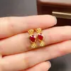 Aretes de Rubí Natural Transfronterizos, Accesorios de Gama Alta de Nicho, Joyería de Plata 925, 4*6 Moda Venta Directa de Fábrica Incrustación