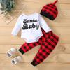Ropa infantil Comercio exterior 2021 Navidad nuevo traje a cuadros rojos con estampado de letras para niños y niñas