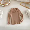 Suéter de cuello alto para niños con cuello de encaje, Top liso de otoño para niñas, Ropa interior gruesa de invierno, Moderno