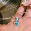 Lujo Ligero Vintage de Alta Gama Paraiba Seda Anillo de Amor Collar Aretes Zircón Incrustado Exquisito Traje de Mujer