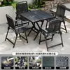 Mesa plegable, mesa y sillas de exterior, uso en patio y hogar, mesa cuadrada pequeña simple para poner puestos, mesa redonda portátil, mesa y sillas de comedor, juego de ocio