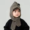 Gorro com Cachecol Infantil Tudo-em-Um Outono e Inverno Meninos e Meninas Gorro de Tricô Gorro de Lã Gorro com Proteção para Orelhas Gorro Quente para Bebê