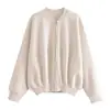 Chaqueta de béisbol de forro polar transfronteriza de comercio exterior para mujer, cárdigan casual de cremallera holgado, chaqueta sudadera corta