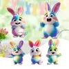 Pingente Transfronteiriço Coelho Fofo de Desenho Animado Boneca de Páscoa Pingente Decorativo Acrílico 2D Plano Chaveiro Arco-Íris