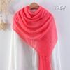 Cachecol Plissado Colorido Sólido de Algodão e Linho, Moda Versátil Multicor, Novo Estilo Cachecol Longo Plissado com Franjas, Lenço de Cabeça