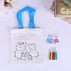 Regalos de Actividad Festiva para Niños de Preescolar Bolsa de Graffiti Dibujada a Mano con Dibujos Animados Bolsa de Lienzo de Coloración DIY Dibujada a Mano Almacenamiento