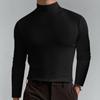 2024 Amazon Comercio Exterior Ropa Europea y Americana para Hombre Otoño e Invierno Camiseta de Manga Larga con Cuello Alto Camiseta Base para Hombre Top de Color Sólido para Hombre