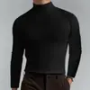 Amazon Comércio Exterior Masculino Europeu e Americano Outono e Inverno 2023 Camiseta de Manga Longa com Gola Alta Camisa Básica Masculina Top Confortável de Cor Sólida