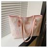 Bolsa de Pano para Alunos Bolsa Feminina 2025 Nova Chegada Bolsa de Ombro/Axila Listrada Grande Capacidade Bolsa Tote para Comutador Lazer