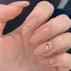 Estilo Instagram Unhas Artificiais Usáveis com Pedras de Strass Nude Formato Amêndoa Adesivos Simples de Unha com Strass Novo Modelo 2026 Removível