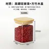 Frasco de Vidrio de Borosilicato Alto con Tapa Cuadrada de Bambú, Frasco de Vidrio Sellado a Prueba de Humedad, Frasco de Almacenamiento para Organización del Hogar