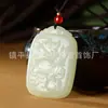 Colgante de Jade Afgano Natural de Dragón y Tortuga al por Mayor para Hombres y Mujeres, Collar con Colgante de Jade de Tortuga y Grulla Verde y Blanco para la Longevidad