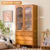 Aparador de Cocina Estantería con Puerta de Cristal Madera Maciza Roble Estilo Japonés Combinación para el Hogar Estantería Estante de Almacenamiento de Pie