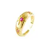 Moda Europea y Americana Estrella de Ocho Puntas Abierta Ajustable Anillo para Mujer Incrustado con Circonita Moda Versátil Elegante Diseño de Tendencia