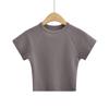 Camiseta de manga corta con hombros descubiertos para mujer, estilo chic, ajustada, con mangas raglán, estilo ombligo, novedad de verano de 2023