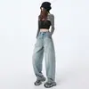 Jeans de Mujer Estilo High Street Americano Invierno 2025 Tendencia Versátil Nuevos Holgados Pierna Ancha Pantalones Banana Pantalones Guadaña