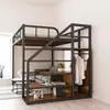 Bunk superior ático ahorra doble capa pequeño apartamento tipo apartamento pequeño funcional dos capas dúplex cama cama arte hierro cama alto marco hierro espacio alto bajo