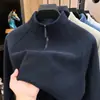 Sudadera gruesa para hombre con forro polar, media cremallera, color liso, cuello alto y capa interior cálida, nueva colección otoño/invierno 2026