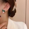 Pendientes de plata S925 con forma de aguja, temperamento moderno, con lazo rojo y verde, pendientes femeninos de circonita superbrillante, venta al por mayor