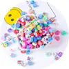 Fatias Coloridas de Argila Macia Desenhos Animados de Frutas Letras em Inglês Perfuradas Conjunto de Argila Macia Material de Argila Macia para Pulseira