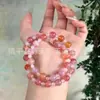 Pulsera de Ágata de Fuente de Sal Natural Cristal Semiprecioso Color Gradiente Carmesí Fabricante de Pulseras de Fuente de Sal Suministro Estilo de Celebridad de Internet