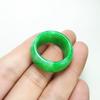 Fornecimento do Fabricante de Anéis Largos Verdes Esmeralda Estilo Casal, Anéis de Jade Totalmente Verdes Esmeralda da Moda Atacado