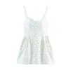 Estilo Europeo y Americano Dulce y Picante Estampado Floral Esponjoso Vestido Corto de Tirantes Verano Nuevo Estilo Ceñidor de Cintura Ajustado Elegante Vestido Corto