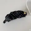 Estilo Ins Estilo Coreano Lunares Vertical Clip de Plátano Plisado de Satén Etiqueta Dorada Pinza para el Cabello Coleta Alta Accesorio para el Cabello Nuevo Modelo 2026
