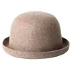 Sombrero de Pescador para Mujer de Lana Pequeño Sombrero de Cubeta de Lana Otoño e Invierno Japonés Versátil Casual Sombrero de Copa Pequeño de Castor a la Moda Borde Rizado Sombrero de Vuelta