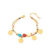 Pulsera de piedra colorida de doble capa de moda europea y americana Marca redonda Reina árbol de la vida ocho Estrella de la awn hierba de la suerte colgante pulsera de acero de titanio