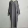 Aliexpress Amazon Comércio Exterior Transfronteiriço Vestido Solto Cor Sólida Slim Elegante Tamanho Grande Vestido Longo