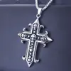 Colar Cruz Masculino Tendência Personalizado Aço Titânio Rua Espiga de Trigo Cruz Simples Longo Corrente de Pérola para Suéter