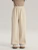 Calça Casual de Outono com Padrão Ondulado para Meninas Pudding Haru, Calça Larga Grossa, Calça Larga Casual Engrossada de Outono