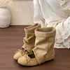Botas de plataforma para mujer que aumentan la altura, colección otoño 2026, estilo retro, suela suave, con moño, bailarinas y botines plisados
