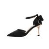 9777-8 Francês Cerimônia Adulto Primavera Bow Cetim Fivela Sapatos Femininos