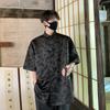 Camisa china de manga corta para hombre, estilo nacional, con solapa suelta y hebilla, con estampado de mariposas y jacquard, de verano
