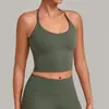 Popular top cropped justo estilo europeu e americano com gola halter, decote em V profundo e costas abertas para treino de fitness, Pilates e yoga feminino 2712