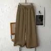 Pantalones de algodón y lino para mujer, colección de verano 2026, ligeros, transpirables, estilo casual, talla grande, corte holgado, pantalones de pierna ancha fluidos