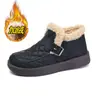 Zapatos de Algodón Suaves Antideslizantes de Invierno Suela de Goma Algodón Grande del Noreste Cómodos sin Cordones Cuero Impermeable Casual Moda Color Sólido Zapatos de Algodón para Mujer
