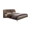 Cama Minimalista Italiana Oreja de Elefante Piel Genuina Moderna Simple 1.8m Doble Recámara Principal Cama Grande Tapicería Suave Almacenamiento Cama Silenciosa