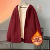 Abrigo de lana de cordero para otoño e invierno, sudadera gruesa para hombre con forro polar, top liso, cárdigan con capucha para adolescente, hombre