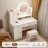 Tocador para Dormitorio, Modelo Nuevo Simple y Moderno 2026, Lujo Ligero con Sensación de Alta Gama, Tocador de Maquillaje para Dormitorio Principal, Escritorio y Gabinete de Almacenamiento Todo en Uno