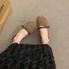 Primer Encuentro Temporada Zapatos de Felpa Cálidos Ropa Exterior para Mujer 2026 Nuevos Mocasines de Boca Baja Mary Janes de Correa Única