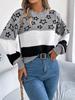 Liquidación Otoño e Invierno Casual Bloques de Color Estrella Hueco Manga de Linterna Suéter Jersey Amazon Transfronterizo Mujer