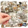 50 Pegatinas de Arte para Muebles Retro Material para Mascotas Taza Térmica Decorativa Pegatinas para Teléfono Móvil, Portátil, Tableta
