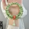 Pulseira Empilhada de Duplo Círculo Bodhi Verde Leitoso Semelhante ao Jade, Pulseira de Joia de Mão Estilo Chinês Novo de Duplo Círculo Raiz de Bodhi